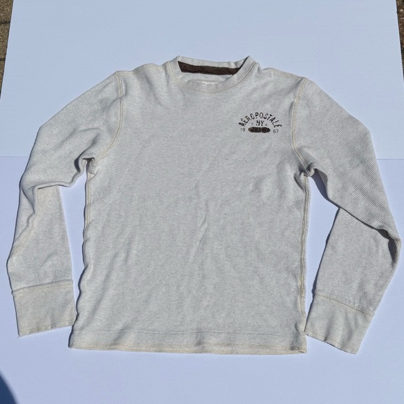 Aeropostale Cream and Brown Shirt - Picture 1 of 3
